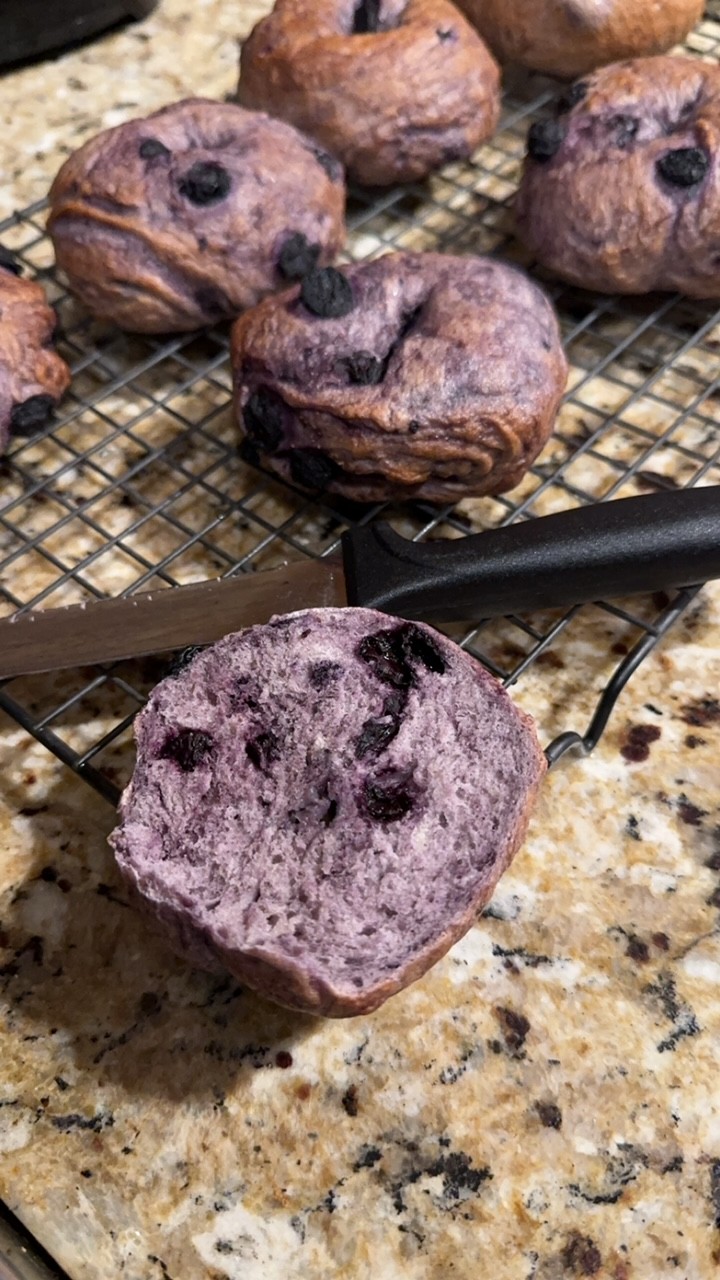 Thick, Chewy, Deliciously Deep Purple Homemade Blueberry Bagels